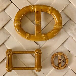 Set of 3 Faux Bamboo Plastic Belt Bag Buckles Scarf Slide